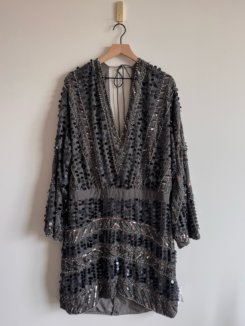 ASOS Design Curve | Rare Embellished Patchwork Silver Sequin Dress ~ NWT US 16 - Picture 7 of 12
